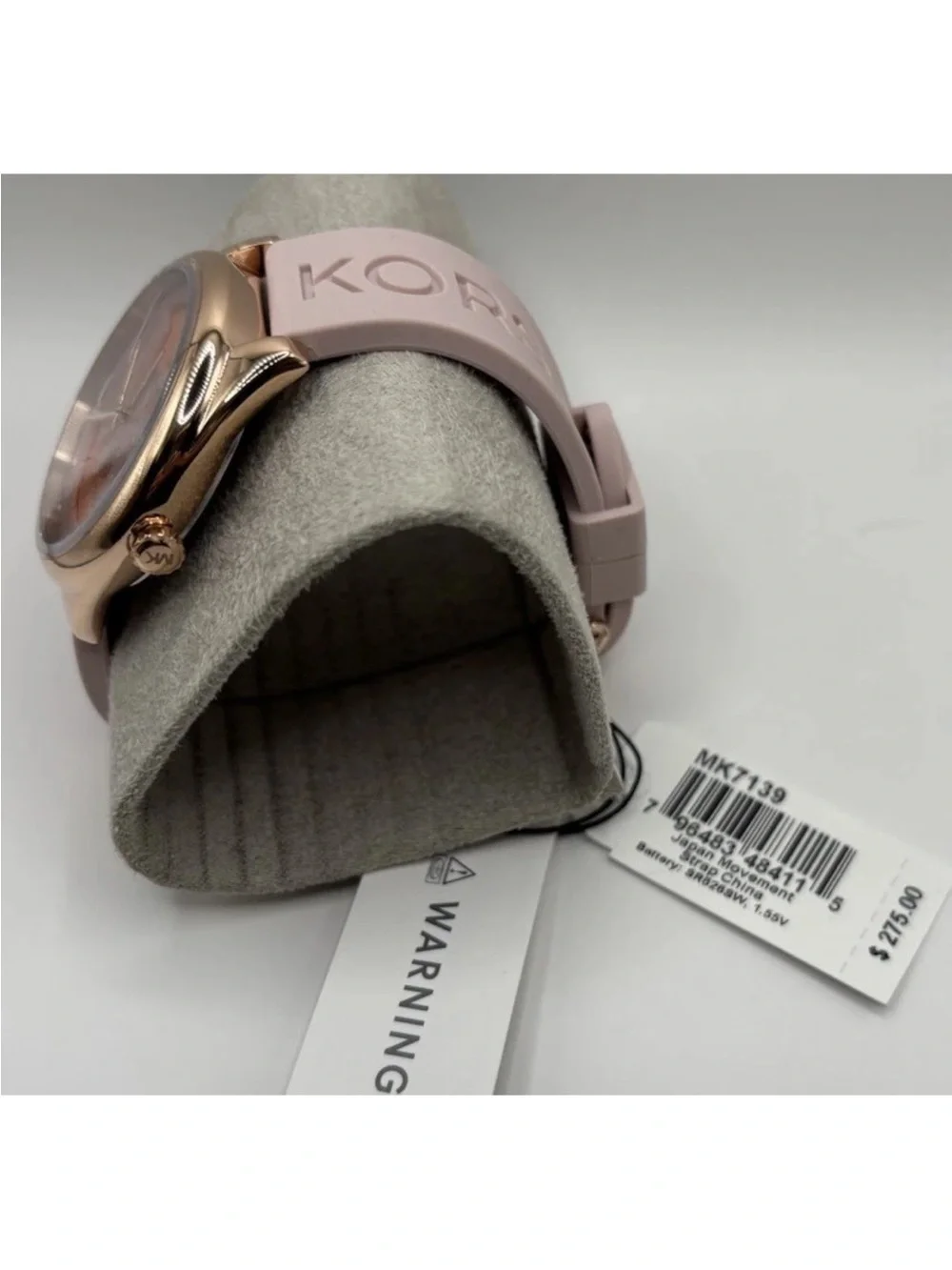 Michael Kors Rose Gold Case Pink Logo Dial Silicone Strap Women's Watch